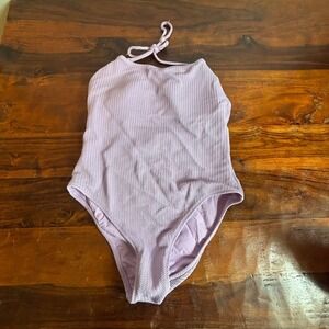 Seafolly Australia Lilac Purple Chevron Textured Halter One Piece Swimsuit 16
